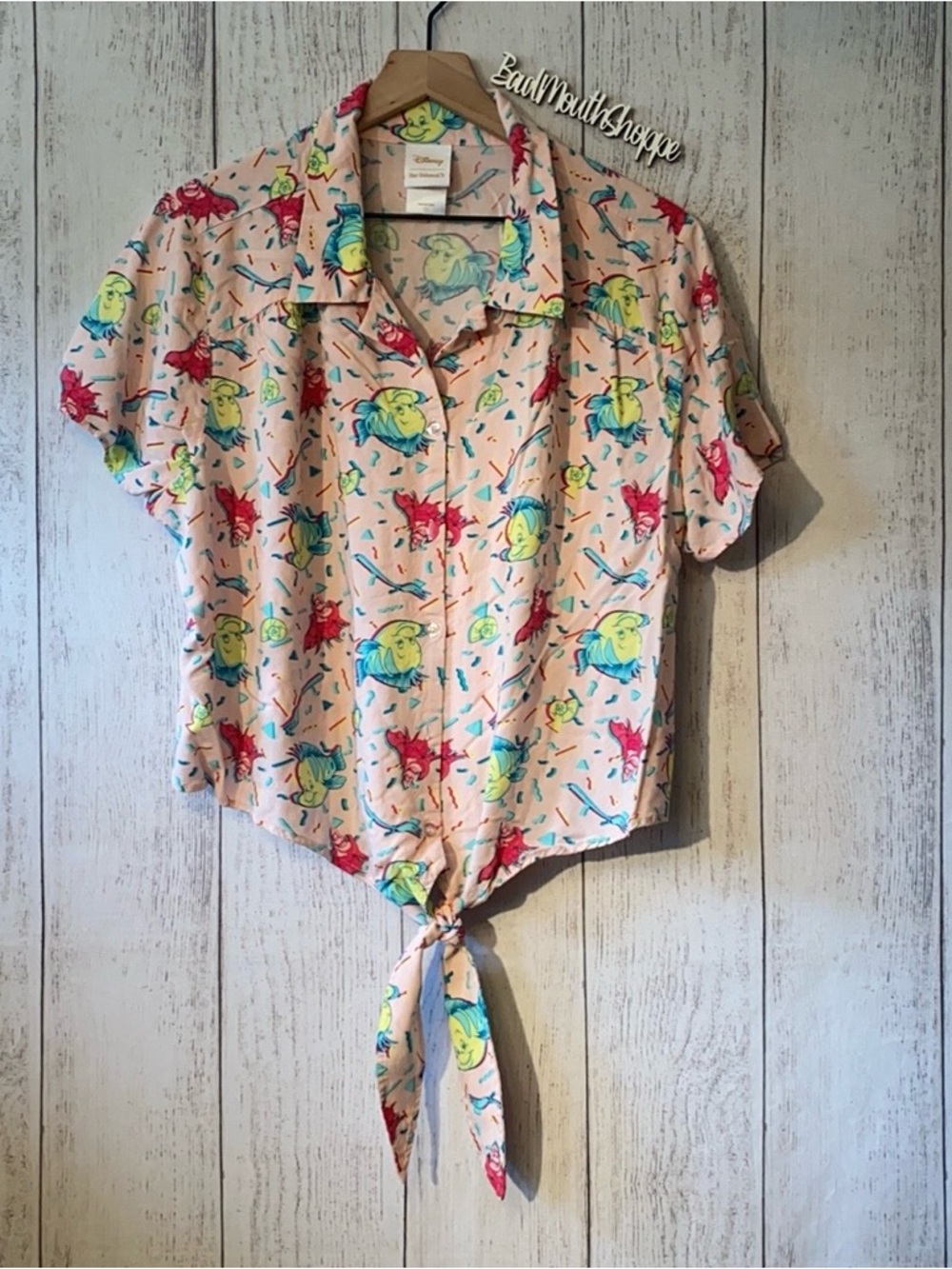 Disney Her Universe The Little Mermaid Tie Front Cropped Blouse Top Plus 2